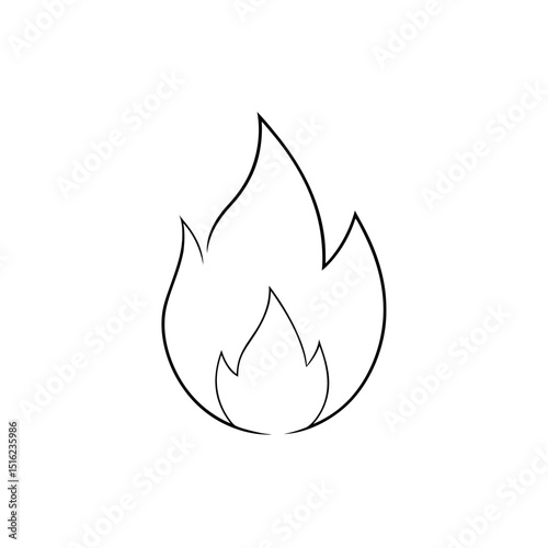 Wildfire Flame on White Background: Intense Burning Illustration