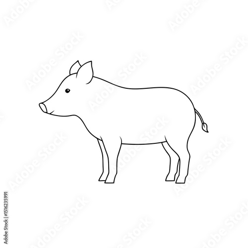Wild Boar on White Background: Fierce Animal Illustration