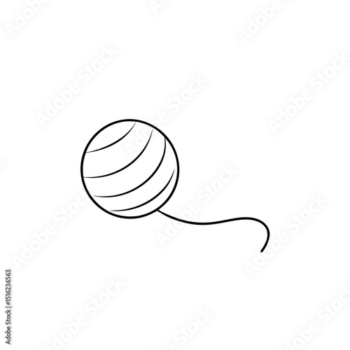 Yarn Ball on White Background: Colorful Knitting Craft Illustration