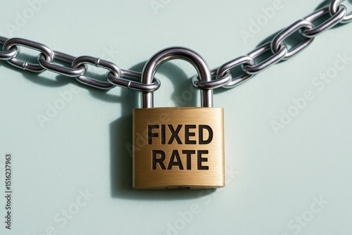 Secured Future with Fixed Rate Golden padlock and chain representing financial security and stability of unchanging interest rates.