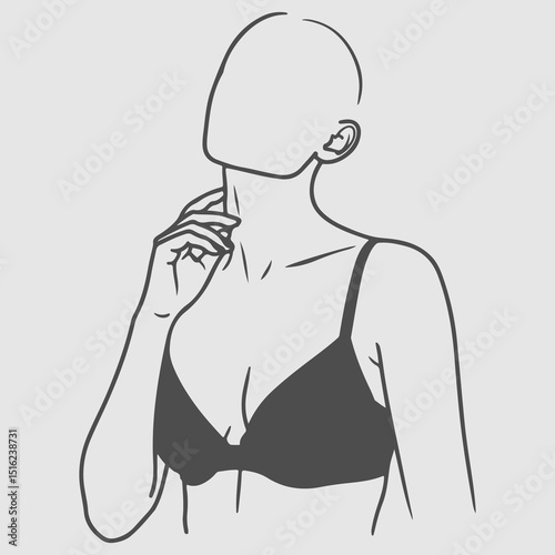 One Line Art Women, Woman beauty fashion concept