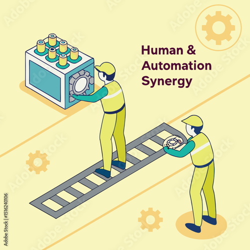 Human workers interacting with automation illustrating the synergy between technology and labor in industry
