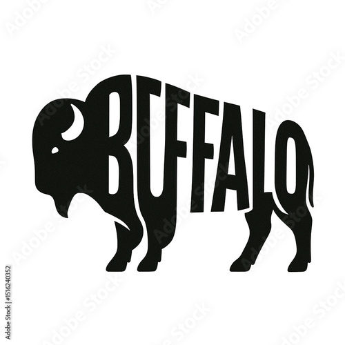Buffalo Word Letters Cartoon typographic illustration vector illustration isolated on  white 
