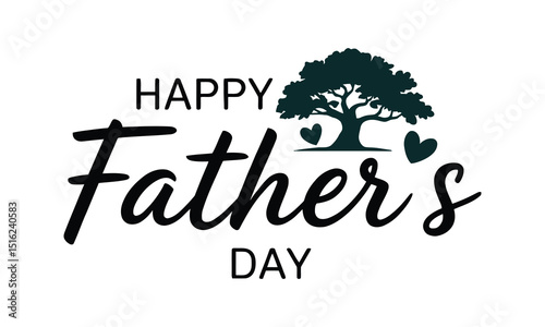 Happy Father's Day Tree Vector Design with Heart Elements – Editable SVG