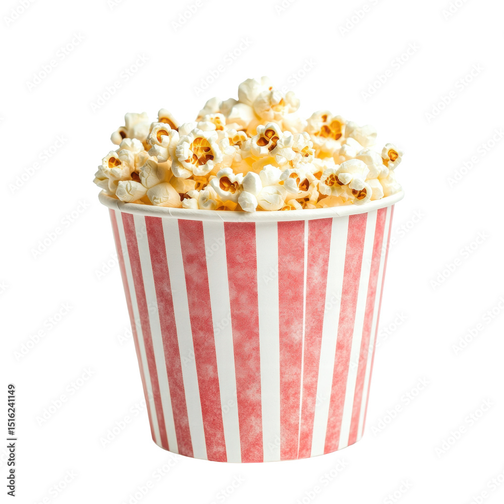 Isolated Popcorn in a Pink and White Striped Container