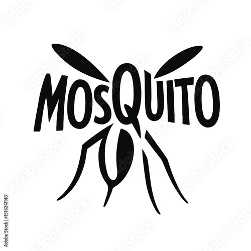 Mosquito Word Letters Cartoon typographic illustration vector illustration isolated on  white 