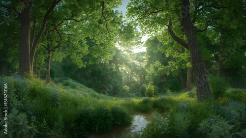 Mysterious Jungle Background with Lush Green Trees, Exotic Plants, Tropical Rainforest Foliage, Misty Canopy, Dense Vegetation, and Natural Wildlife Habitat for Nature Scenes