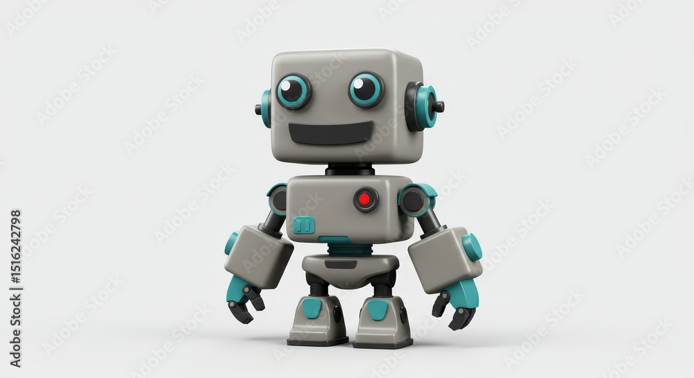 Adorable 3D Rendered Robot, Friendly AI Character Design Adorable 3D Rendered Robot, Friendly AI Character Design