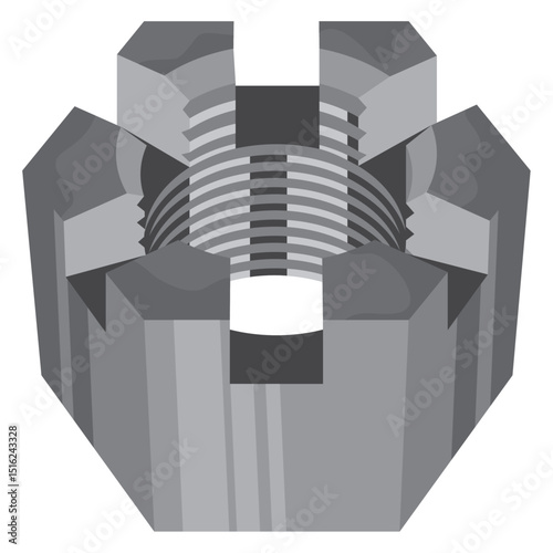 slotted nut vector illustration drawing.