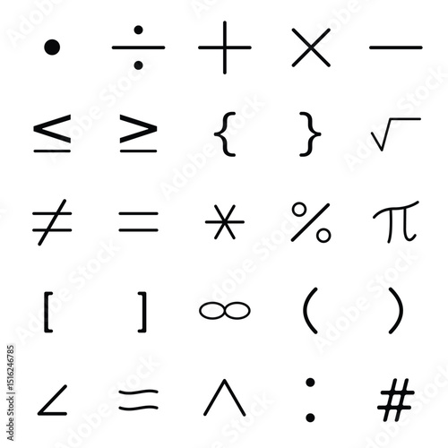 Mathematics Icon Set. Simple line art style icon pack. suitable for students, graphic resources, mathematics, and others. Vector illustration