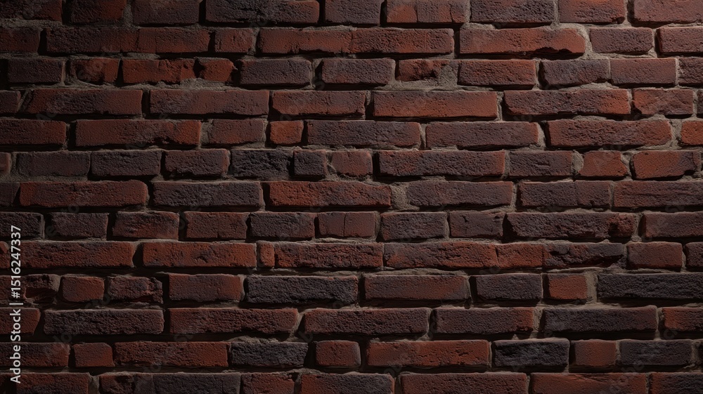 Obraz premium Red brick wall pattern with shadowed contrast. Neural network AI generated