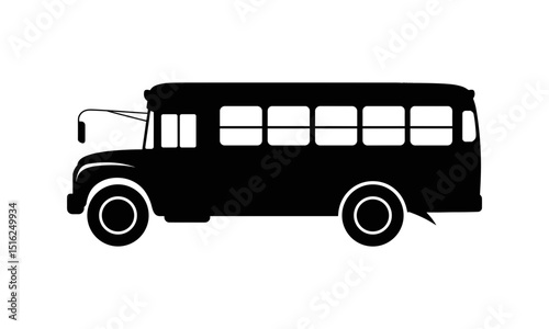 Silhouette Vector Illustration of a Classic School Bus