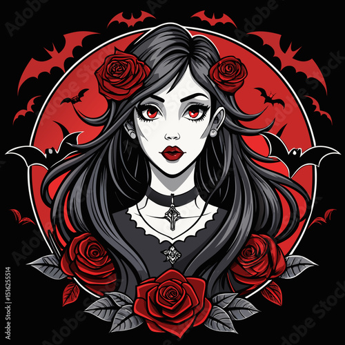 Vampire Girl – Gothic Portrait Vector