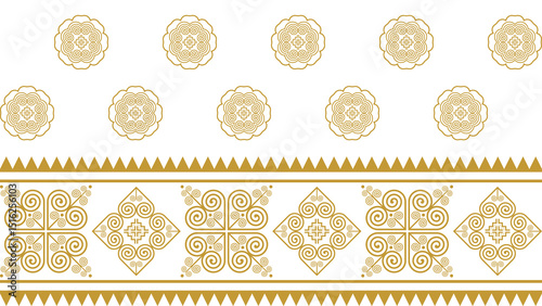 Seamless golden Hmong pattern