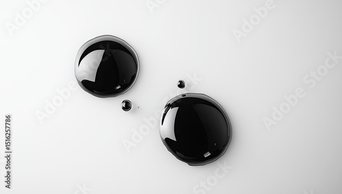 Dark Ink Drops on White Background