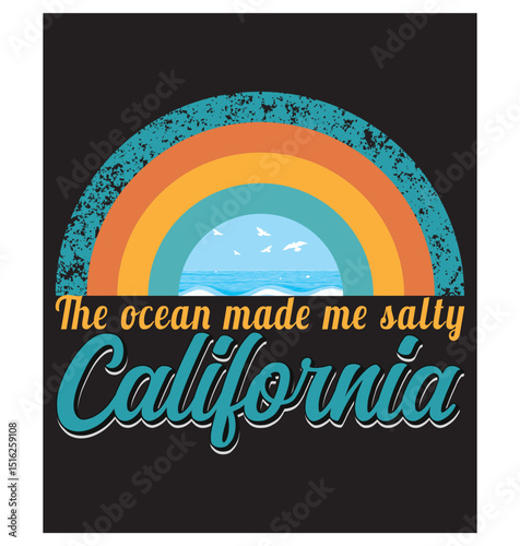 Rainbow Horizons & Ocean Vibes Design, EPS, VECTOR
