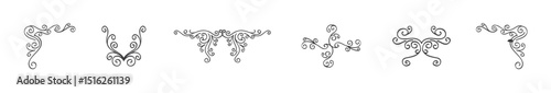 Decorative corners, Vintage Calligraphic Corners Decoration Set,  Set of vintage styled graphic flourishes.