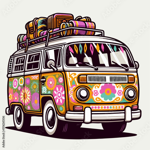 hippie van vector illustration