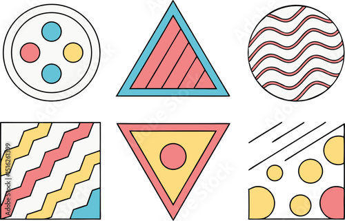 colorful geometric vector shapes with bold patterns