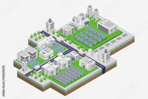 Solar Power Plant Isometric