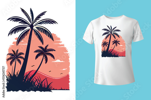 Summer T-Shirt Design – Tropical Vibes, Beach Life, and Sunshine Graphic Tee