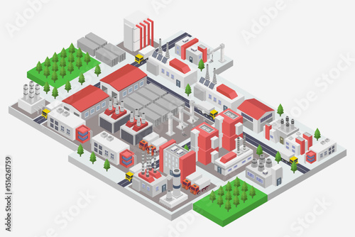 Modern Industry Production Isometric