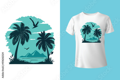 Summer T-Shirt Design – Tropical Vibes, Beach Life, and Sunshine Graphic Tee