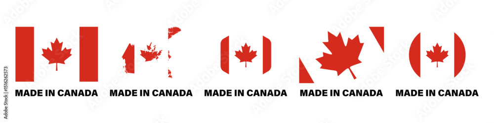 Fototapeta premium Made in Canada stickers icon set