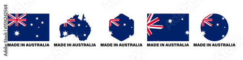 Made in Australia stickers icon set
