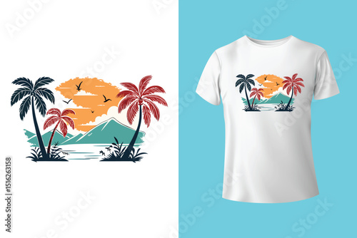Summer T-Shirt Design – Tropical Vibes, Beach Life, and Sunshine Graphic Tee