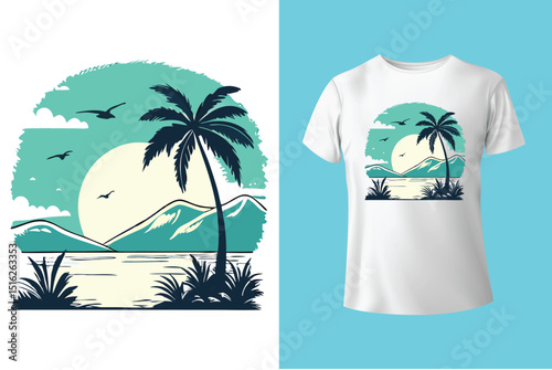 Summer T-Shirt Design – Tropical Vibes, Beach Life, and Sunshine Graphic Tee