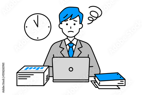 残業で困っているスーツの男性