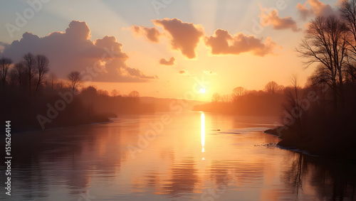 sunset over lake