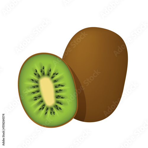 Kiwi. Vector 3D clip art isolated on white background