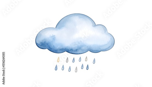Watercolor Cloud Rain Design.