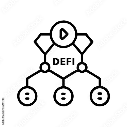 Simple line diagram representing DeFi (Decentralized Finance) concept  