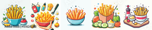 delicious french fries vector