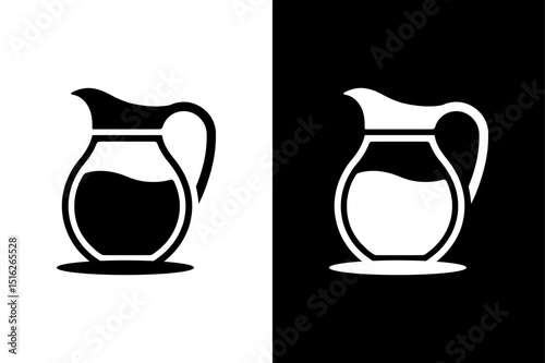 Water Pitcher Vector Icon Clean Black Silhouette on White Background.