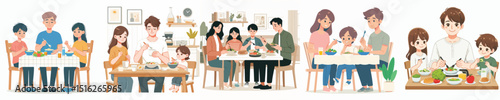 family vector eating together at the table