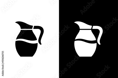 Water Pitcher Silhouette Vector Icon in Black and White for Kitchen Designs.
