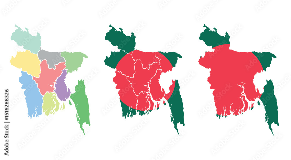 Fototapeta premium Vector Maps of Bangladesh