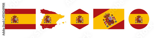Spain flag stickers icon set