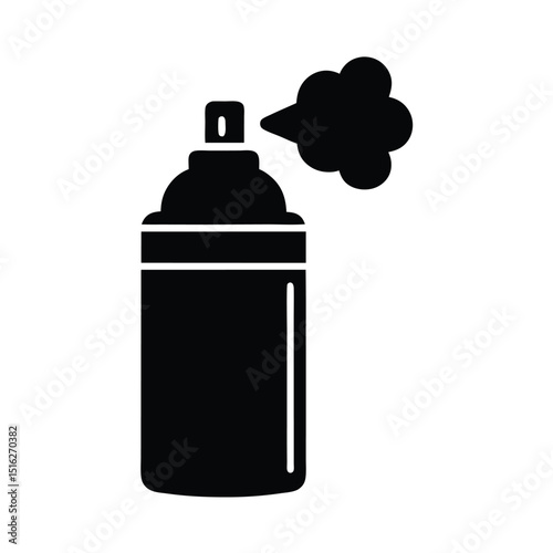 Black Aerosol Spray Can Illustration Airbrush Paint Canister with Spraying Mist Effect