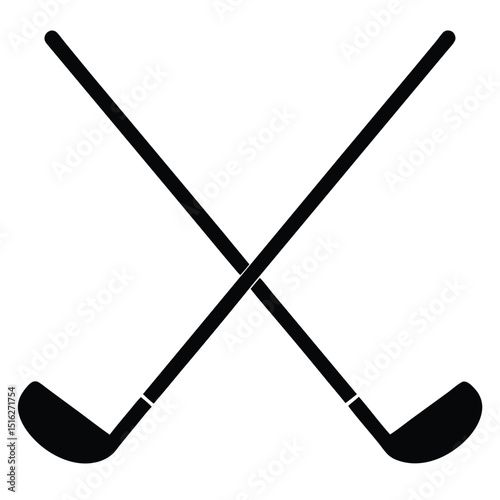 Black Golf Clubs Crossed Illustration Sports Equipment Design Element for Golfing Enthusiasts