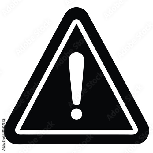 Black Triangular Warning Sign with Exclamation Point Symbol for Hazardous Situations and Alerts