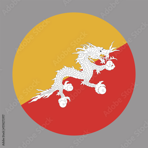 The national flag of Bhutan. Vector illustration of Bhutan, Vector of Bhutan flag.