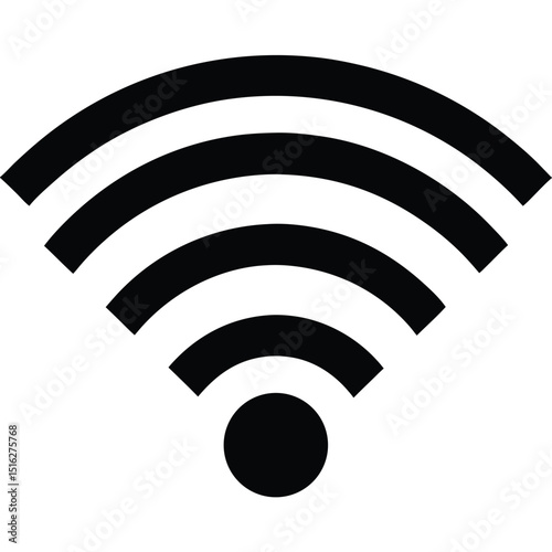 of a WiFi Symbol Depicted with Black Arcs and a Circle