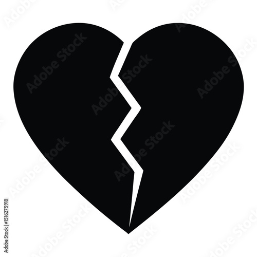 Representation of a Broken Heart with a Jagged White Crack Symbolizing Loss
