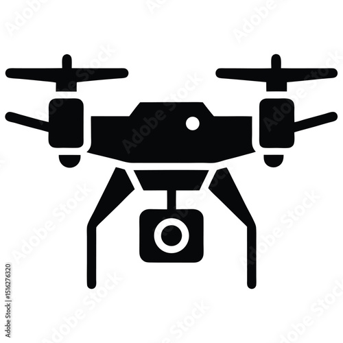 Silhouette of a Camera Drone with Four Propellers for Aerial Photography