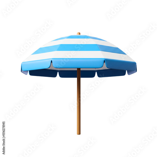 A beautifully rendered 3D illustration of a classic beach umbrella